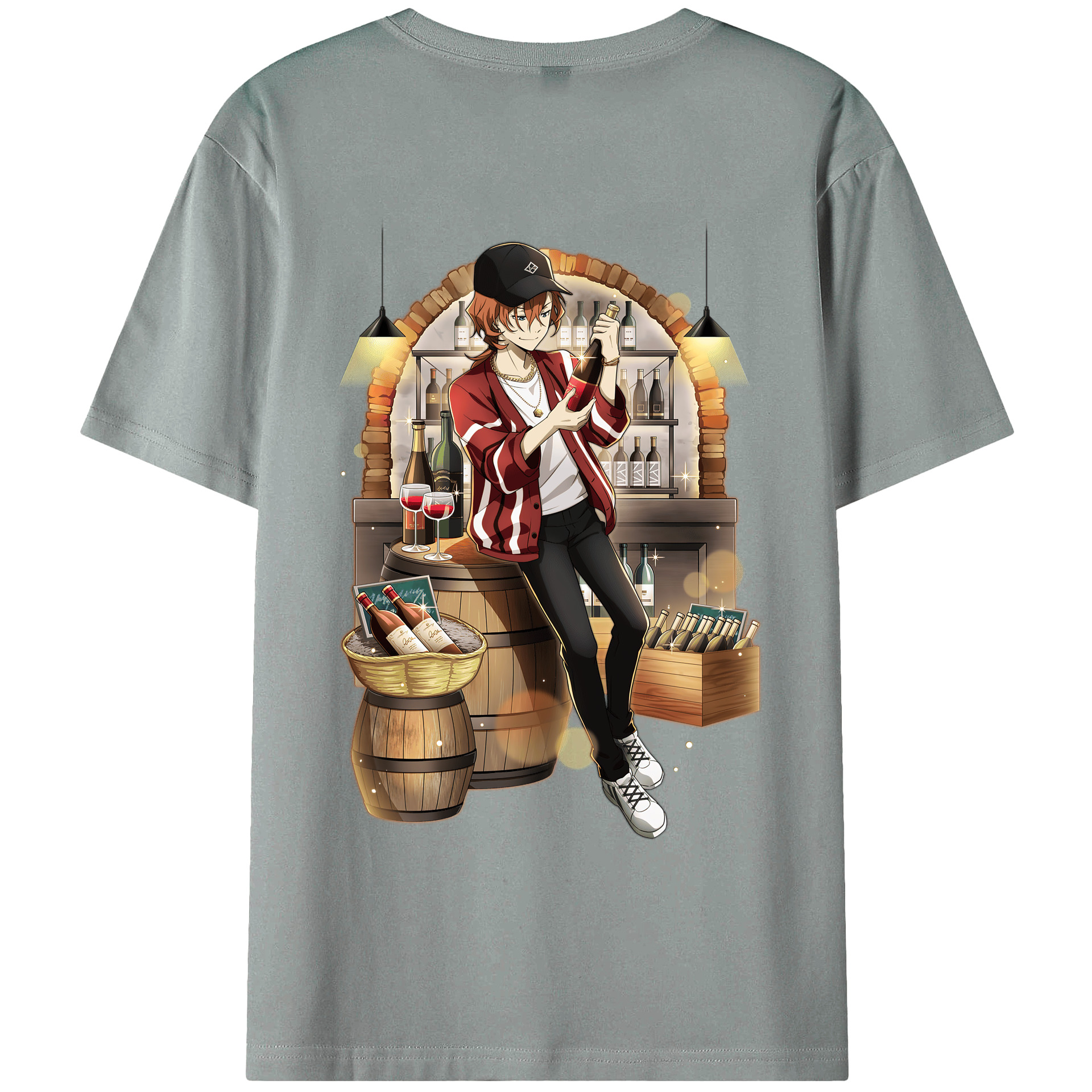 （画像用） 文豪ストレイドッグス Bungo Stray Dogs 綿100％ メンズ半袖Tシャツ（バックプリント） 通気性